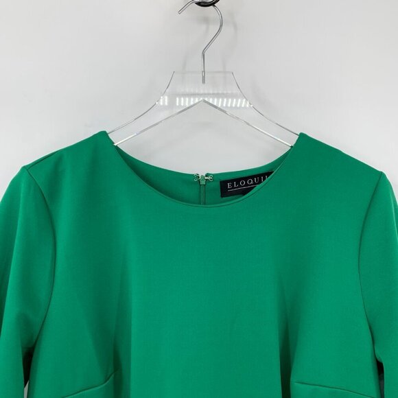 Eloquii flare sleeve scuba dress shift bell green knit stretch new 16 - Picture 4 of 6